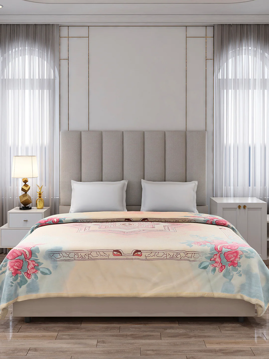 Printed Double Bed 3, 890 GSM Ply Blanket for Heavy Winter - (Rosewood) - Image 2