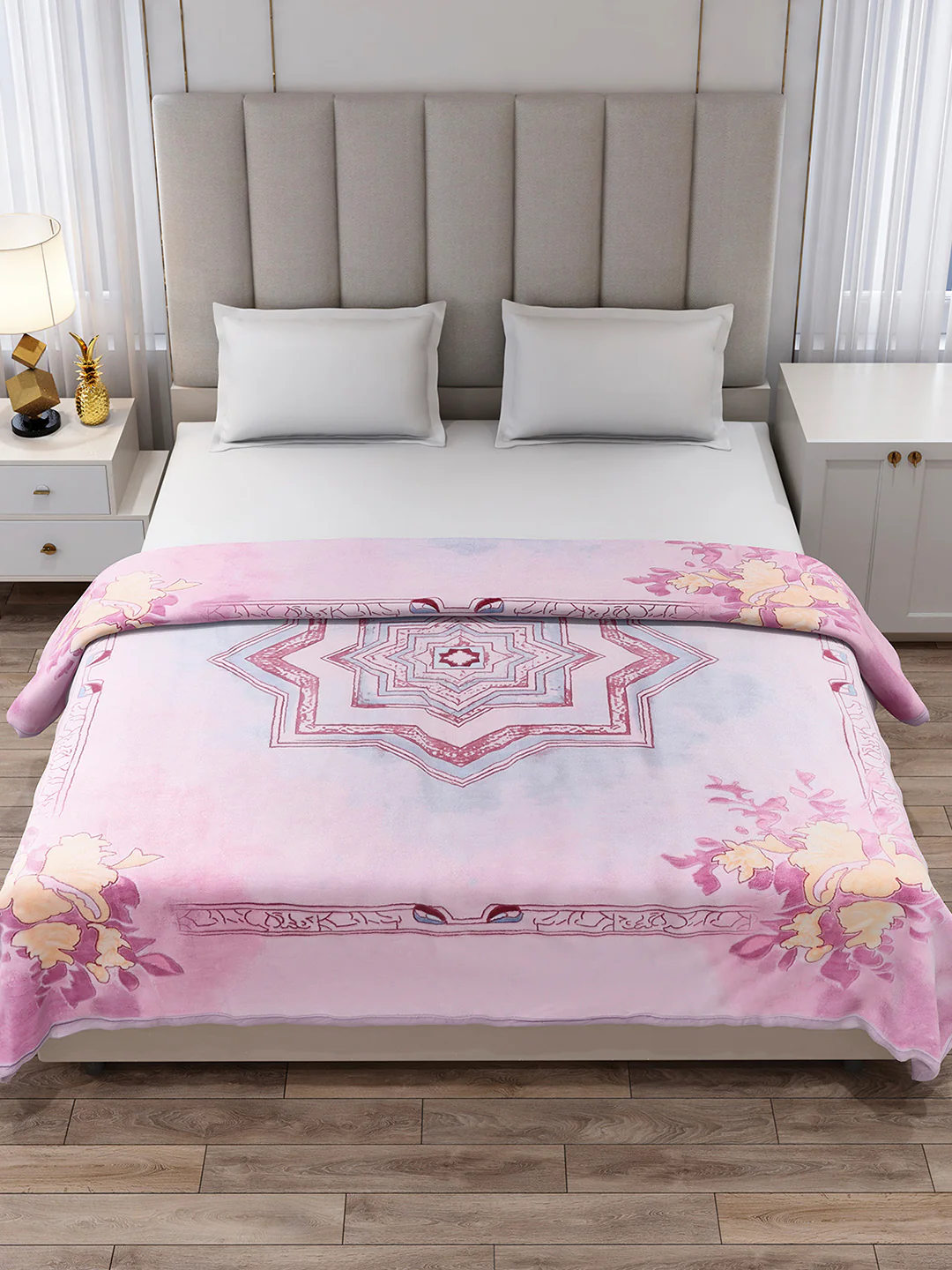 Printed Double Bed 3, 890 GSM Ply Blanket for Heavy Winter - (Rosewood) - Image 3