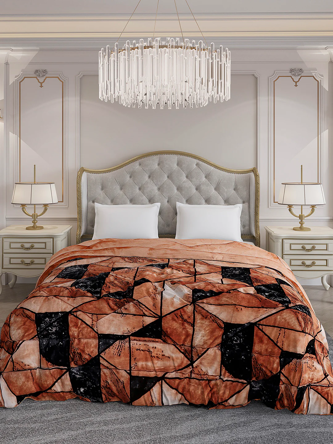 Printed Double Bed 300 GSM Comforter for Mild Winter (Wisdom Gold), Weight 900 gm - Image 2