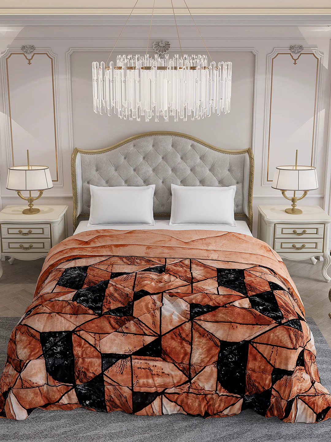 Printed Double Bed 300 GSM Comforter for Mild Winter (Wisdom Gold), Weight 900 gm - Image 3
