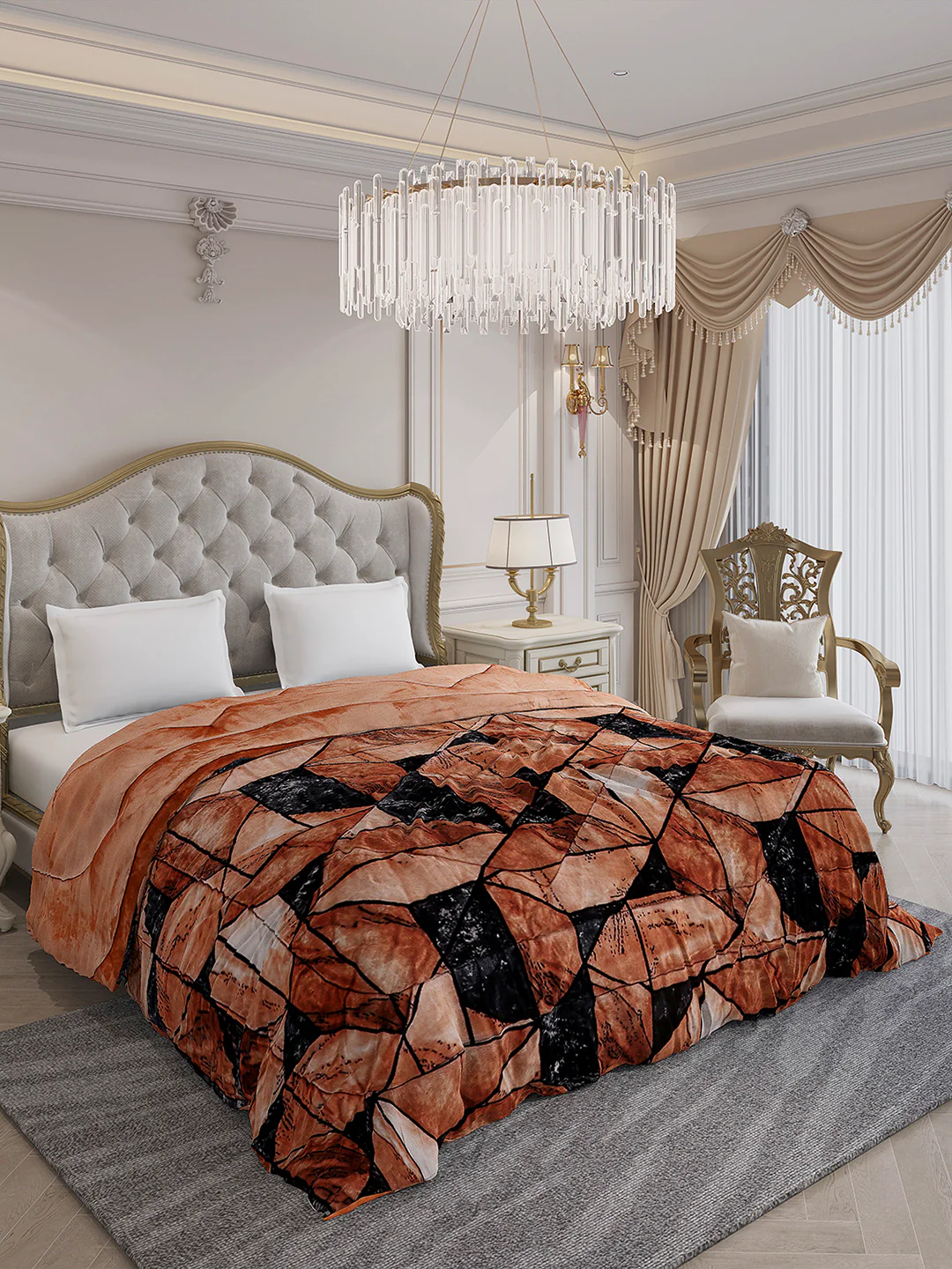 Printed Double Bed 300 GSM Comforter for Mild Winter (Wisdom Gold), Weight 900 gm - Image 4