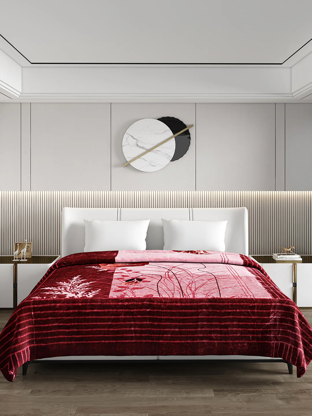 Printed Double Bed 795 GSM Blanket Scarlet 2 Ply (Weight 4.2 kg) - Image 2