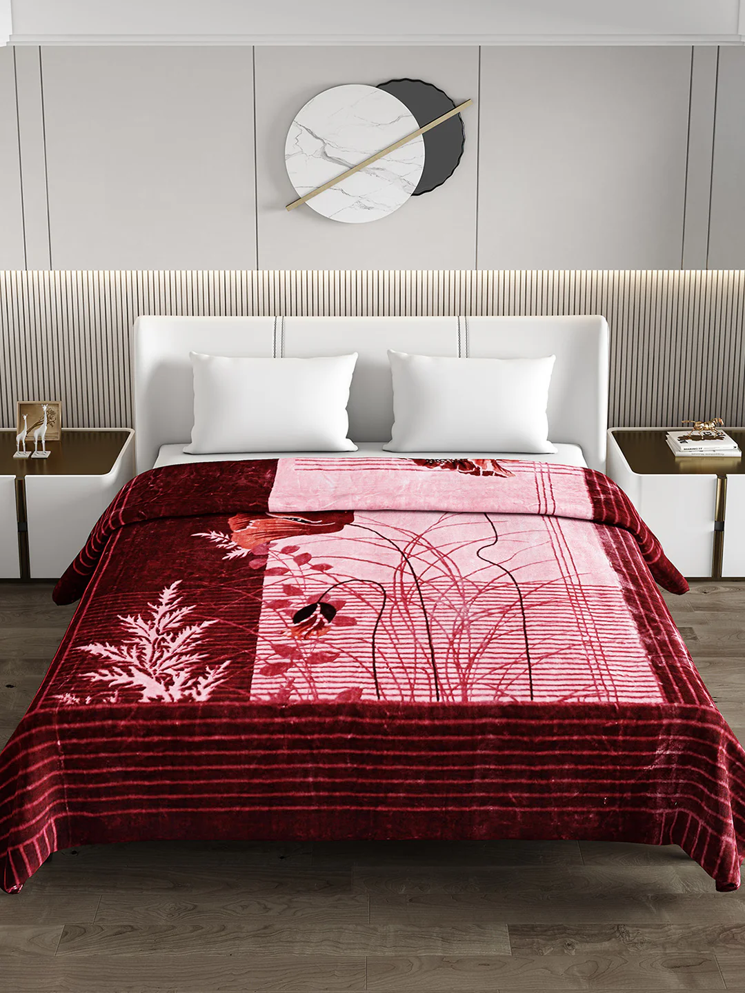 Printed Double Bed 795 GSM Blanket Scarlet 2 Ply (Weight 4.2 kg) - Image 3