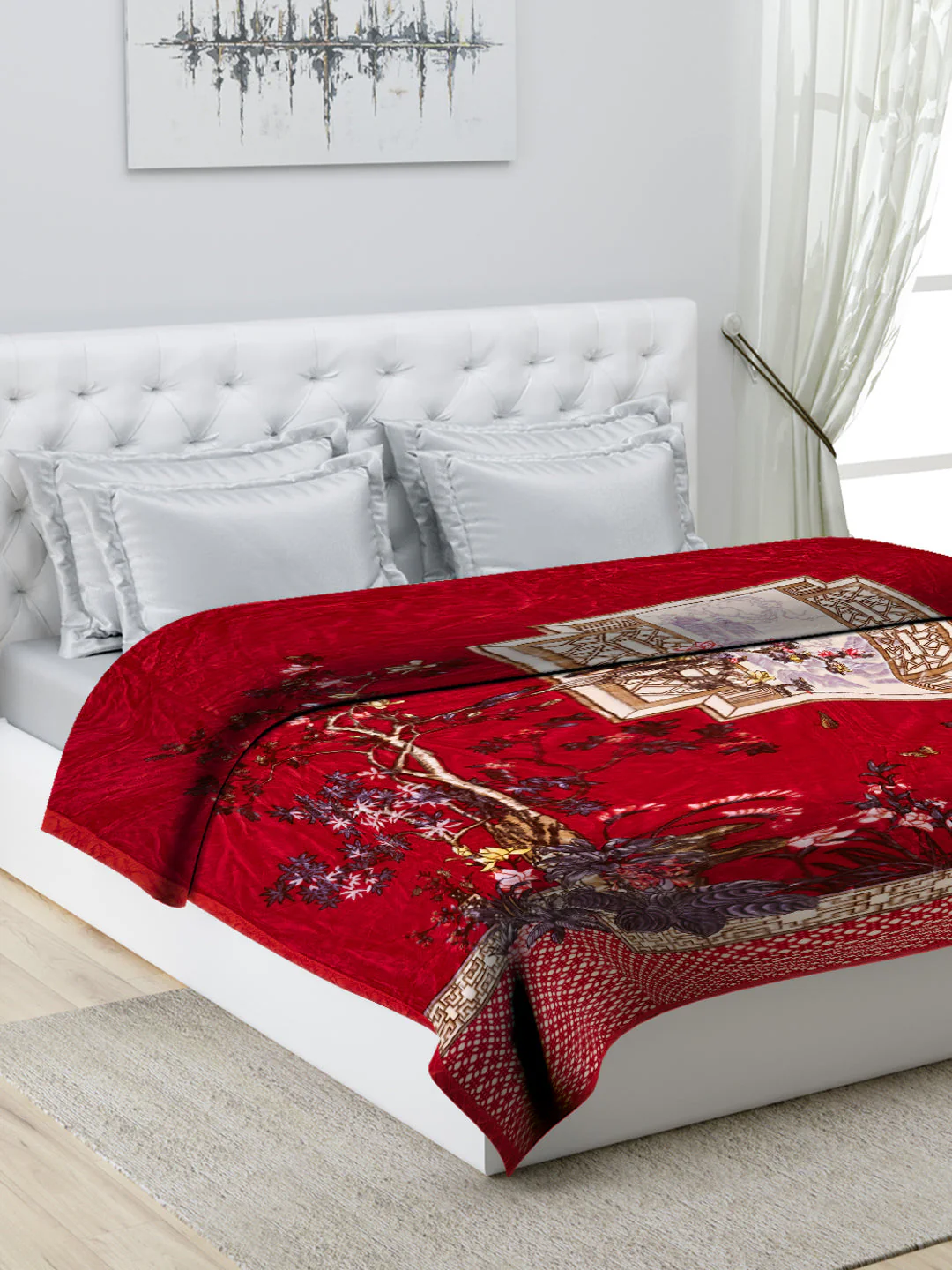 Printed Double Bed 947 GSM Blanket Angel Gold 1 Ply (Weight 5 kg) - Image 9