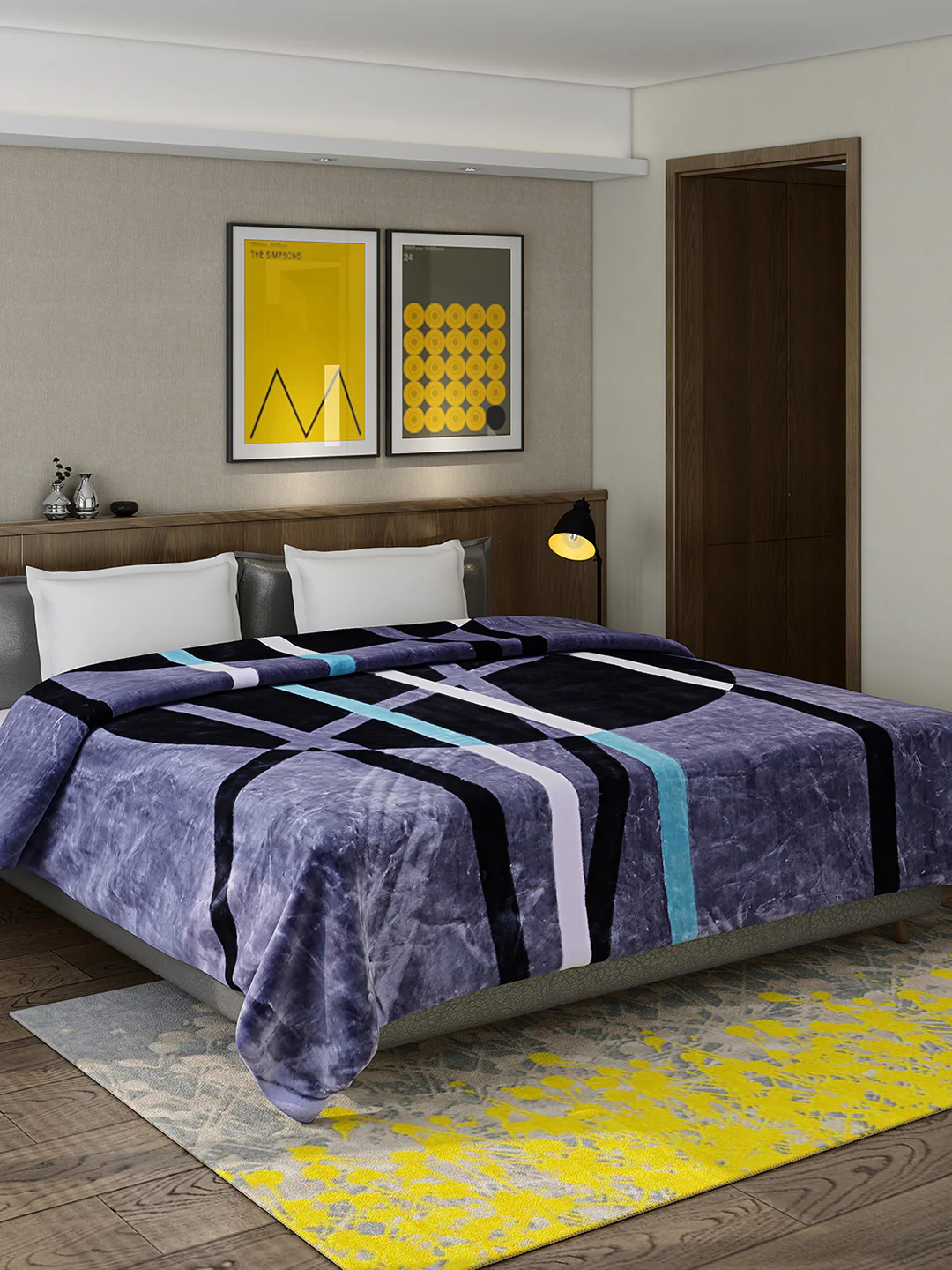 Printed Double Bed 950 GSM Blanket Angel Gold 1 Ply (Weight 5 kg) - Image 2