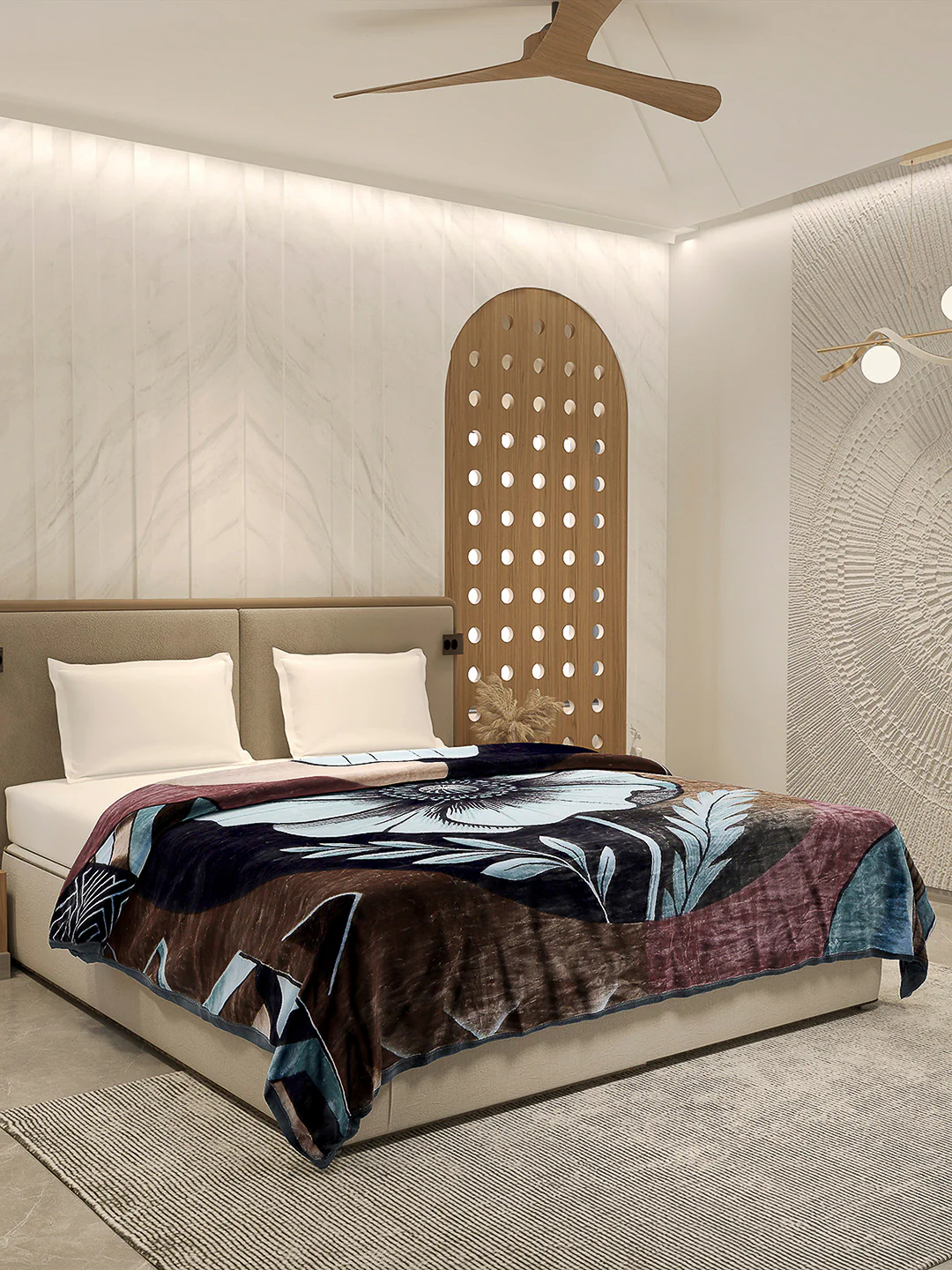 Printed Double Bed Blanket 1 Ply, 500 GSM, 2.4 kg (Regal) - Image 4