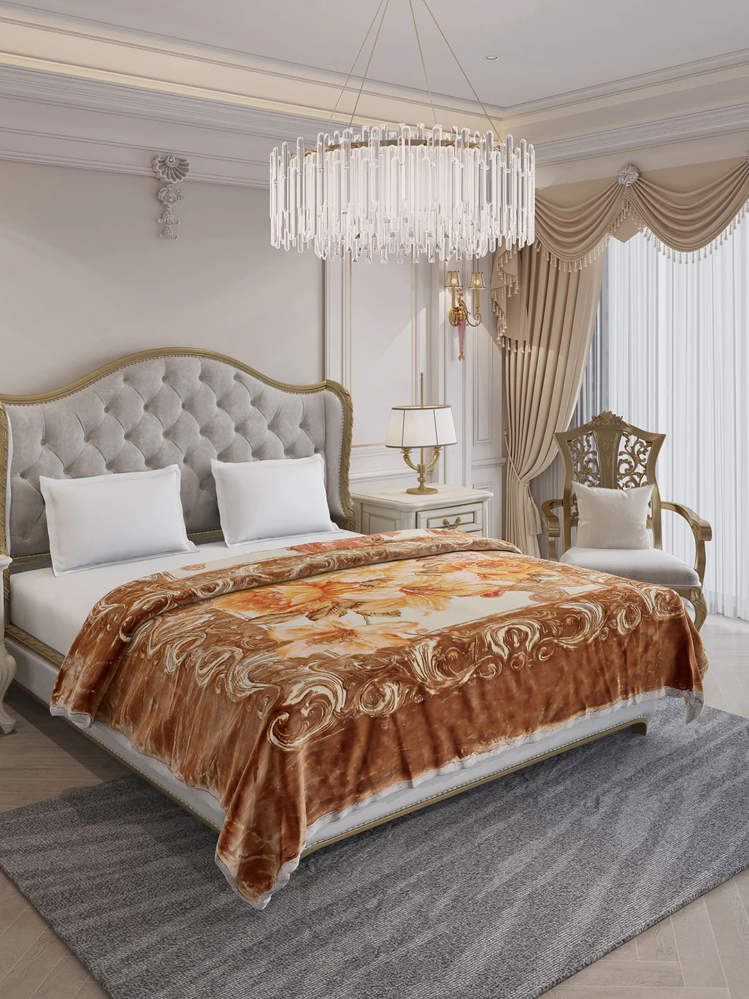 Printed Double Bed Reversible Blanket 3 Ply, 1516 GSM, 8 kg (Superimo) - Image 4