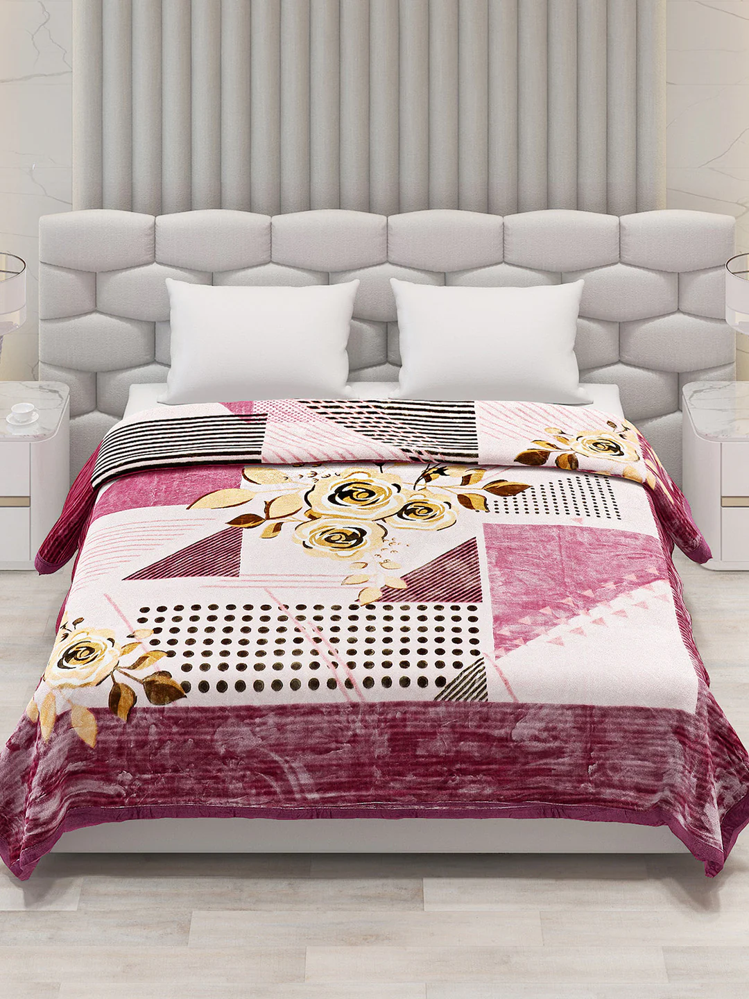 Printed Double Bed Blanket for Mild Winter -2 Ply - Image 2