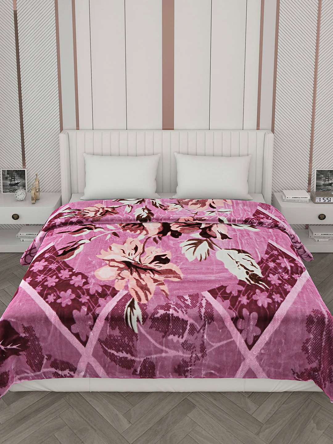 Printed Double Bed Blanket for Mild Winter -2 Ply - Image 3