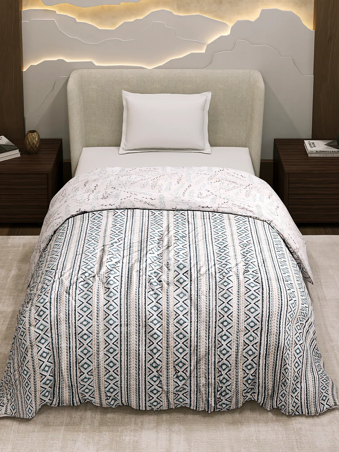 Printed Single Bed 1 Ply Dohar for Mild Winter - (Daisy) - Image 3