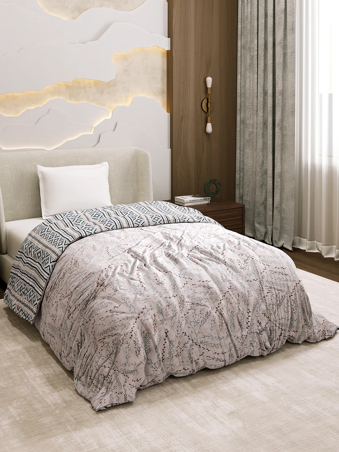 Printed Single Bed 1 Ply Dohar for Mild Winter - (Daisy) - Image 5