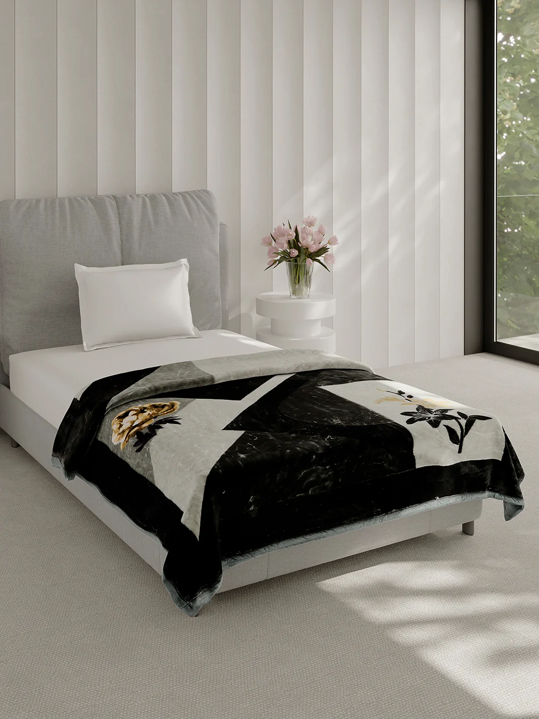 Printed Single Bed 2 Ply, 895 GSM Blanket for Heavy Winter - (Lavish Pvc) - Image 4