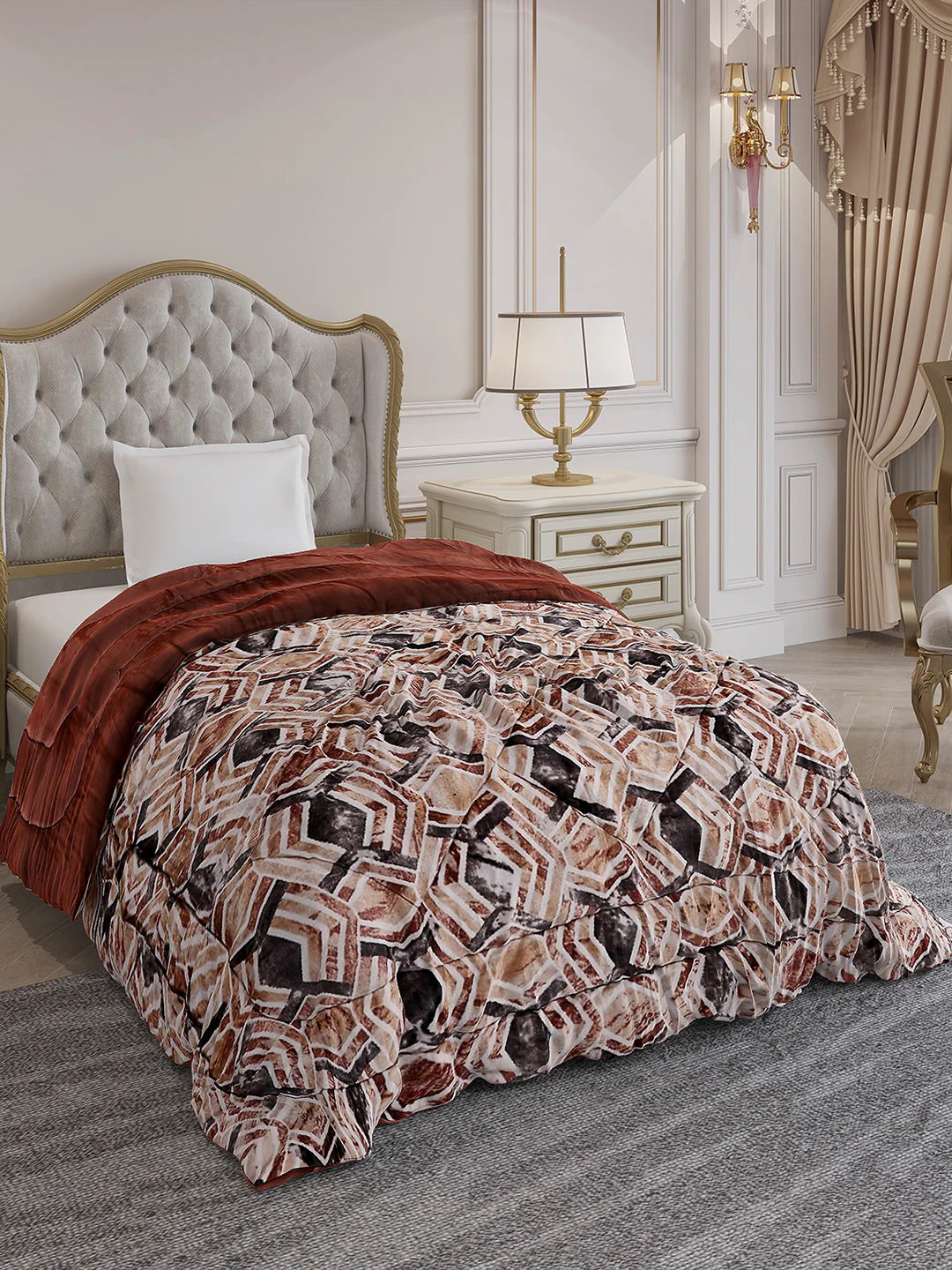 Printed Single Bed 233 GSM Comforter for Mild Winter (James), Weight 715 gm - Image 4