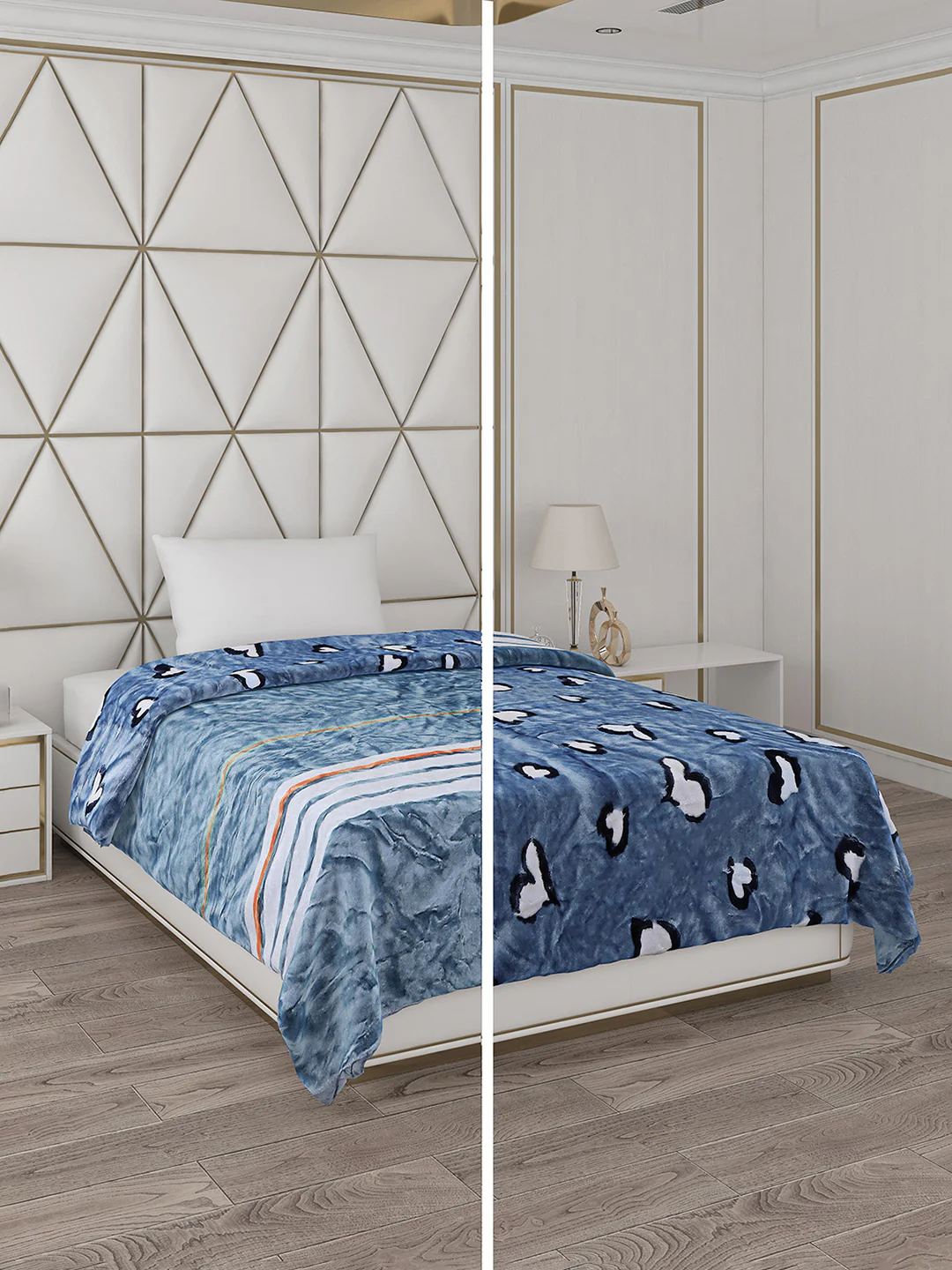 Printed Single Bed Reversible Blanket 2 Ply, 511 GSM, 1.8 kg (New Diamond) - Image 2