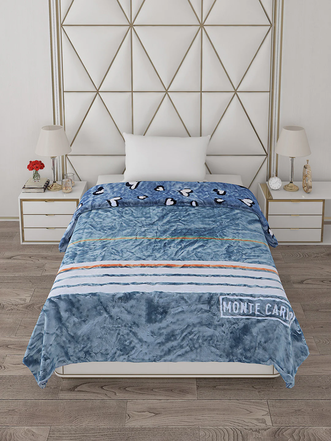 Printed Single Bed Reversible Blanket 2 Ply, 511 GSM, 1.8 kg (New Diamond) - Image 4