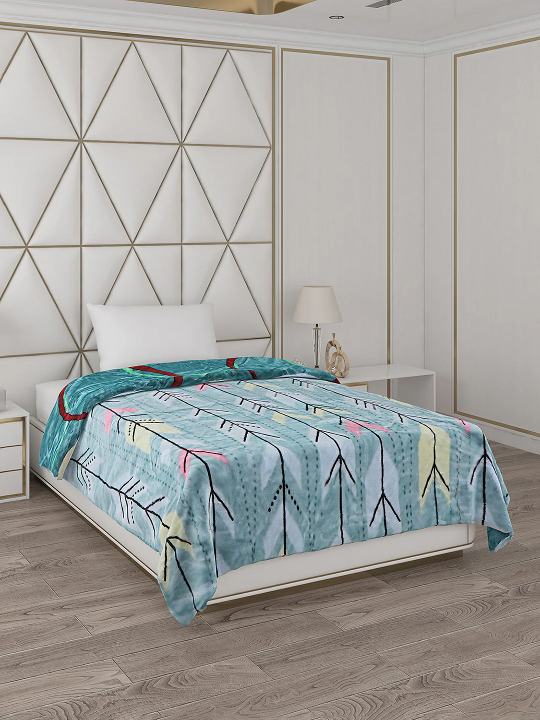 Printed Single Bed Reversible Blanket 2 Ply, 511 GSM, 1.8 kg (New Diamond) - Image 5