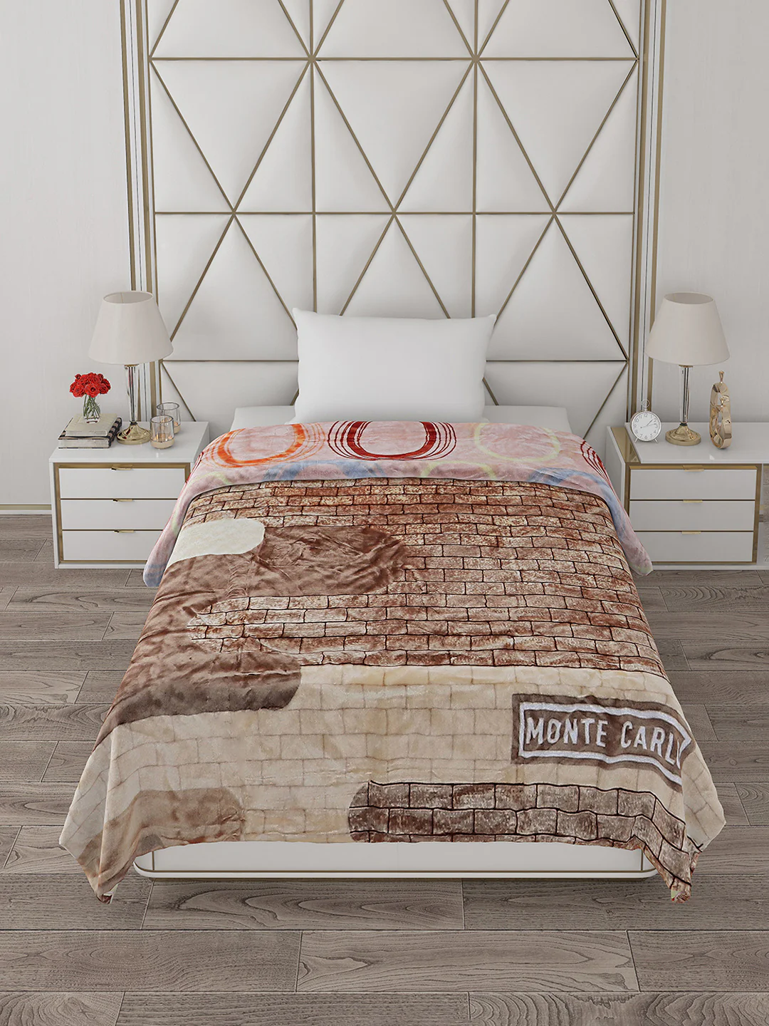 Printed Single Bed Reversible Blanket 2 Ply, 511 GSM, 1.8 kg (New Diamond) - Image 4