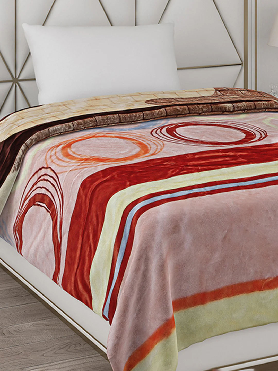 Printed Single Bed Reversible Blanket 2 Ply, 511 GSM, 1.8 kg (New Diamond) - Image 6