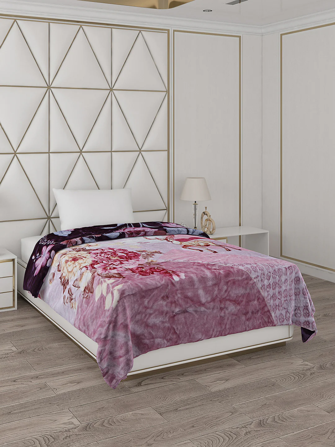Printed Single Bed Reversible Blanket 2 Ply, 511 GSM, 1.8 kg (New Diamond) - Image 5