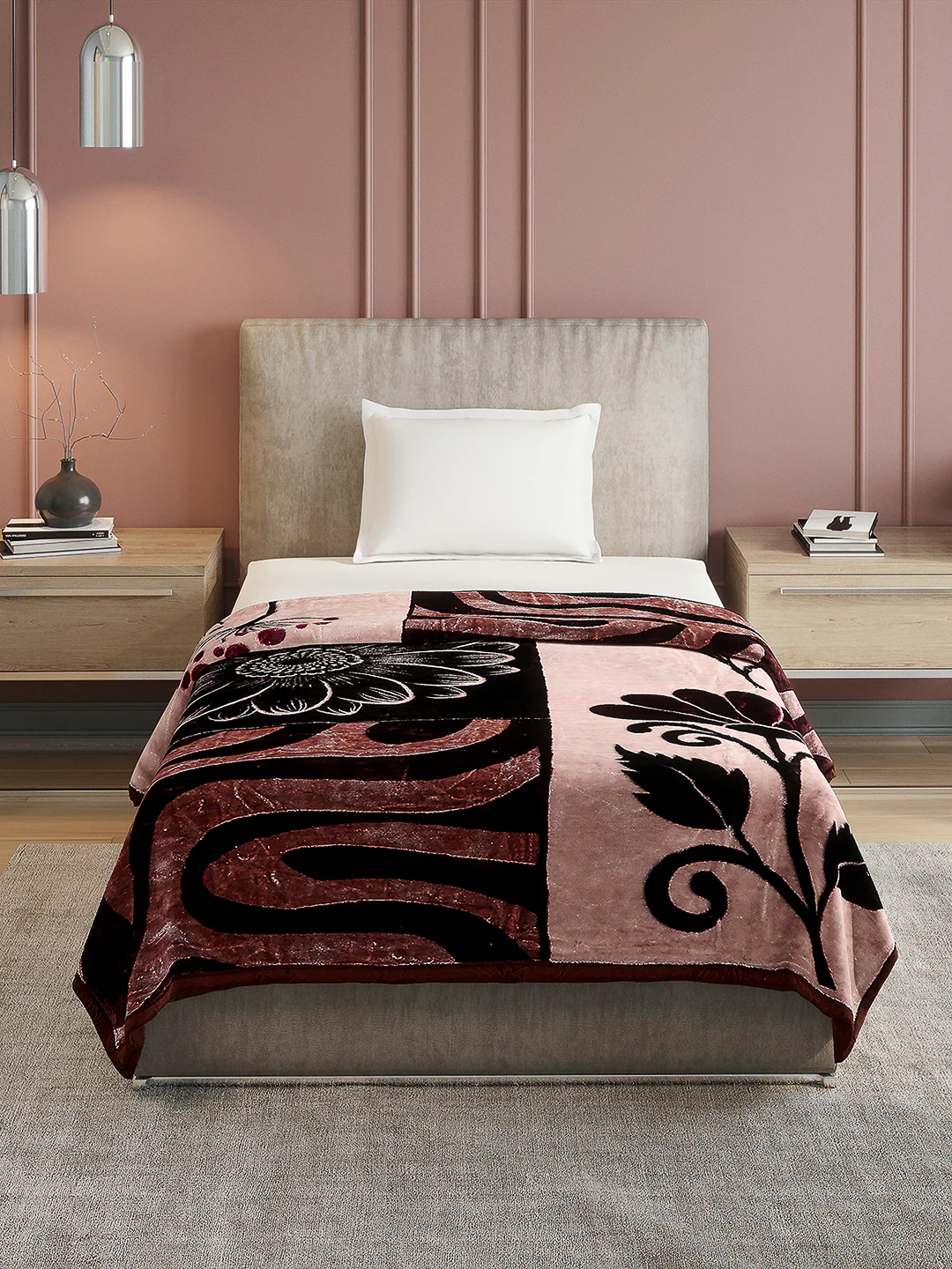 Printed Single Bed Reversible Blanket 2 Ply, 895 GSM, 3.15 kg (Lavish) - Image 2