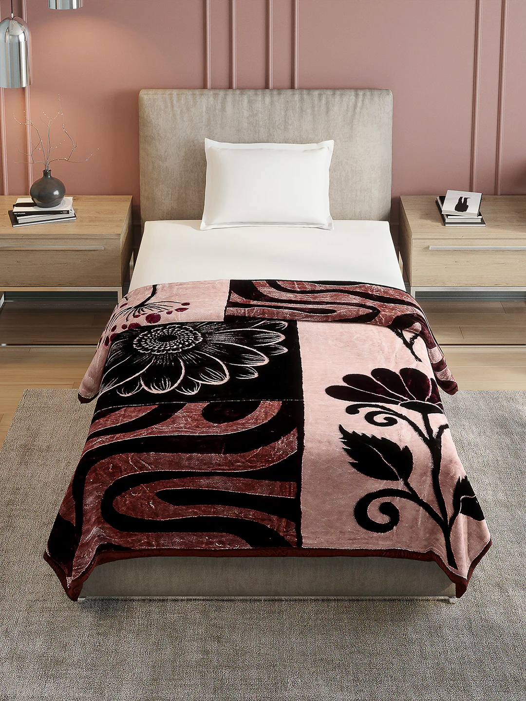 Printed Single Bed Reversible Blanket 2 Ply, 895 GSM, 3.15 kg (Lavish) - Image 3