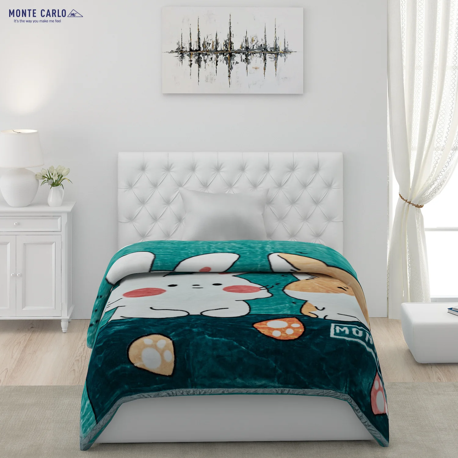 Printed Single Bed Blanket for Mild Winter -2 Ply - Image 2