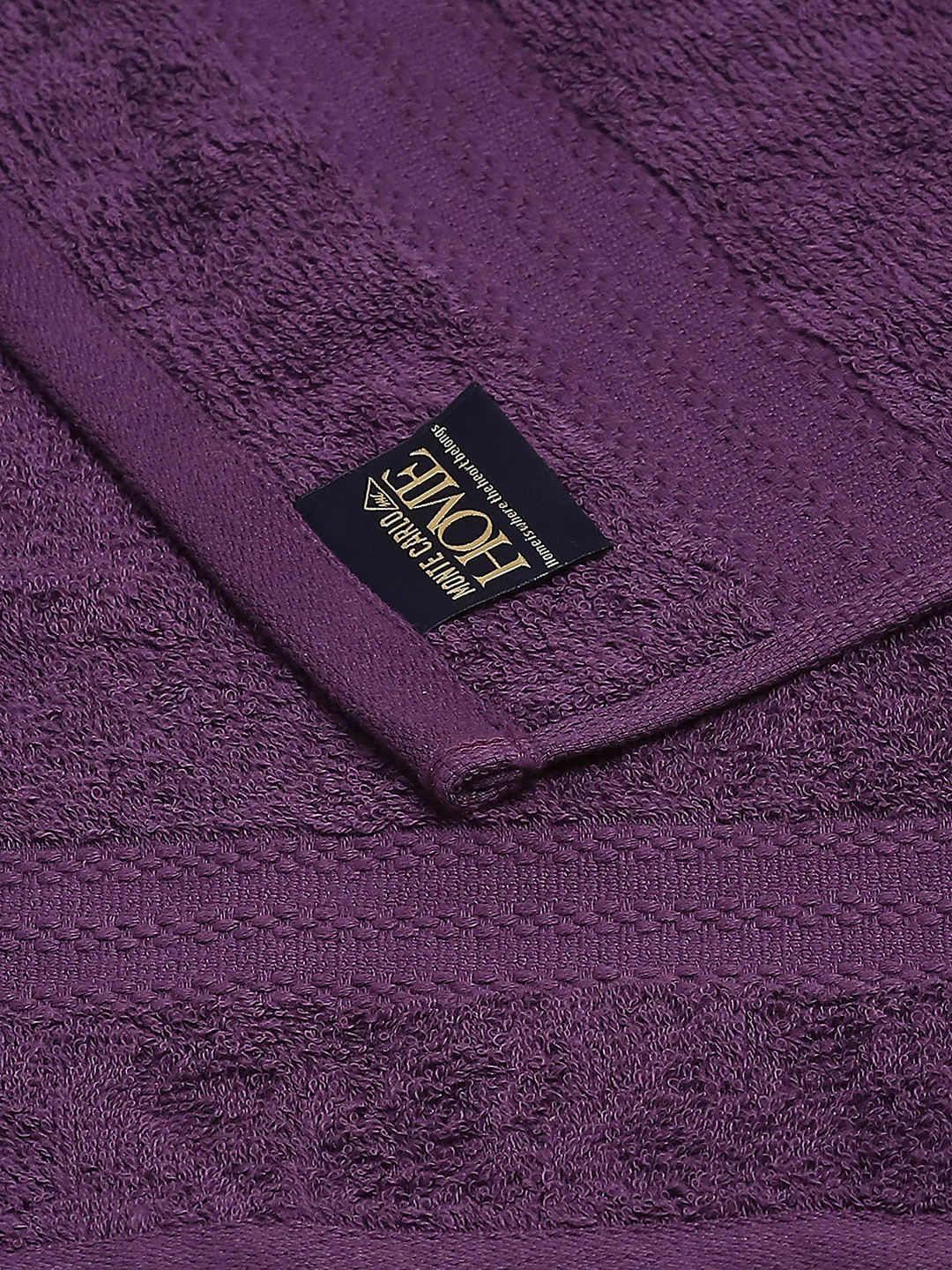 Purple Cotton Solid 380 GSM 2 Bath Towel & 2 Hand Towel - Image 3