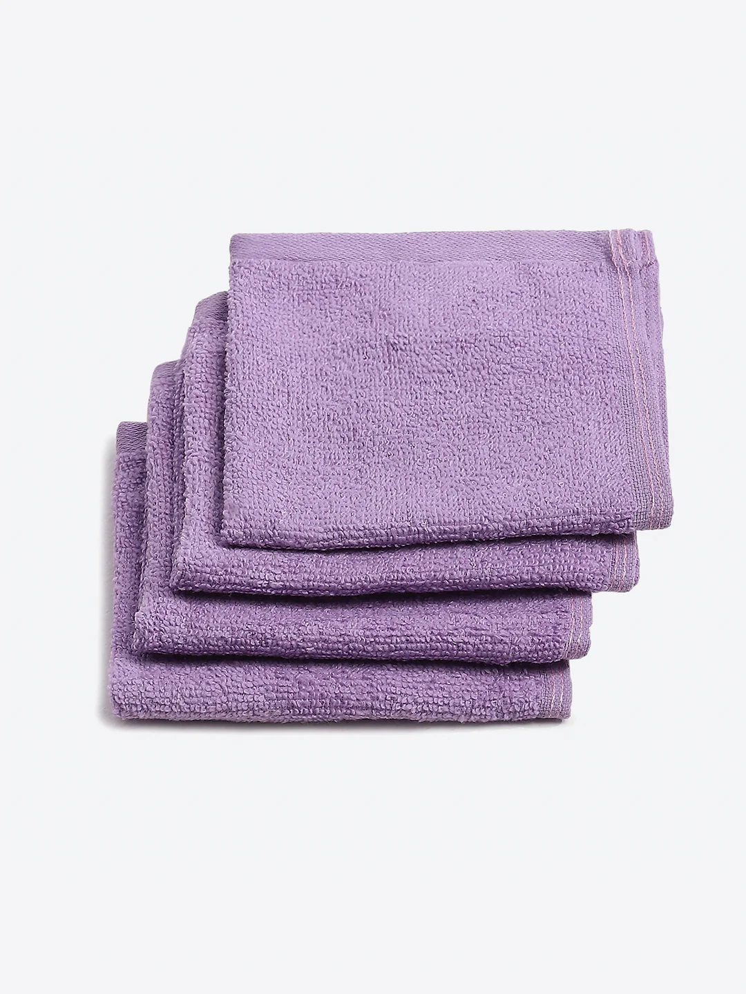 Purple Cotton Solid 600 GSM Face Towel (Pack of 4) - Image 2