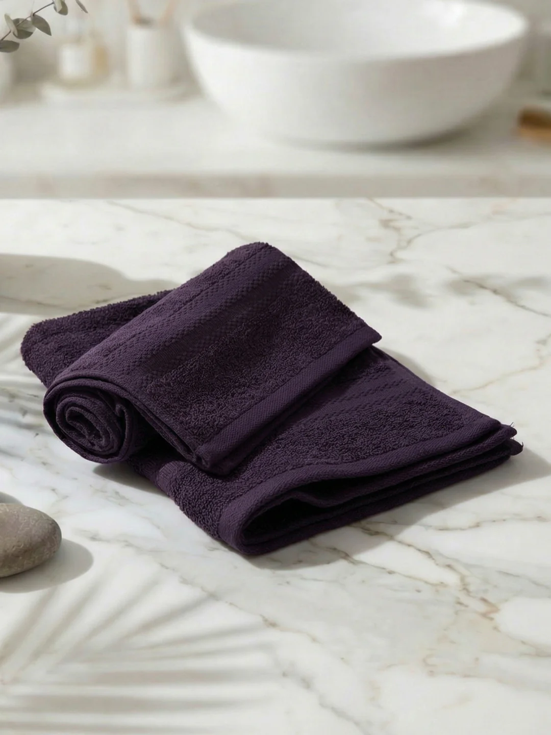 Purple Pure Cotton Solid 380 GSM Hand Towel 2 Pc Set (Jazz Collection) - Image 2