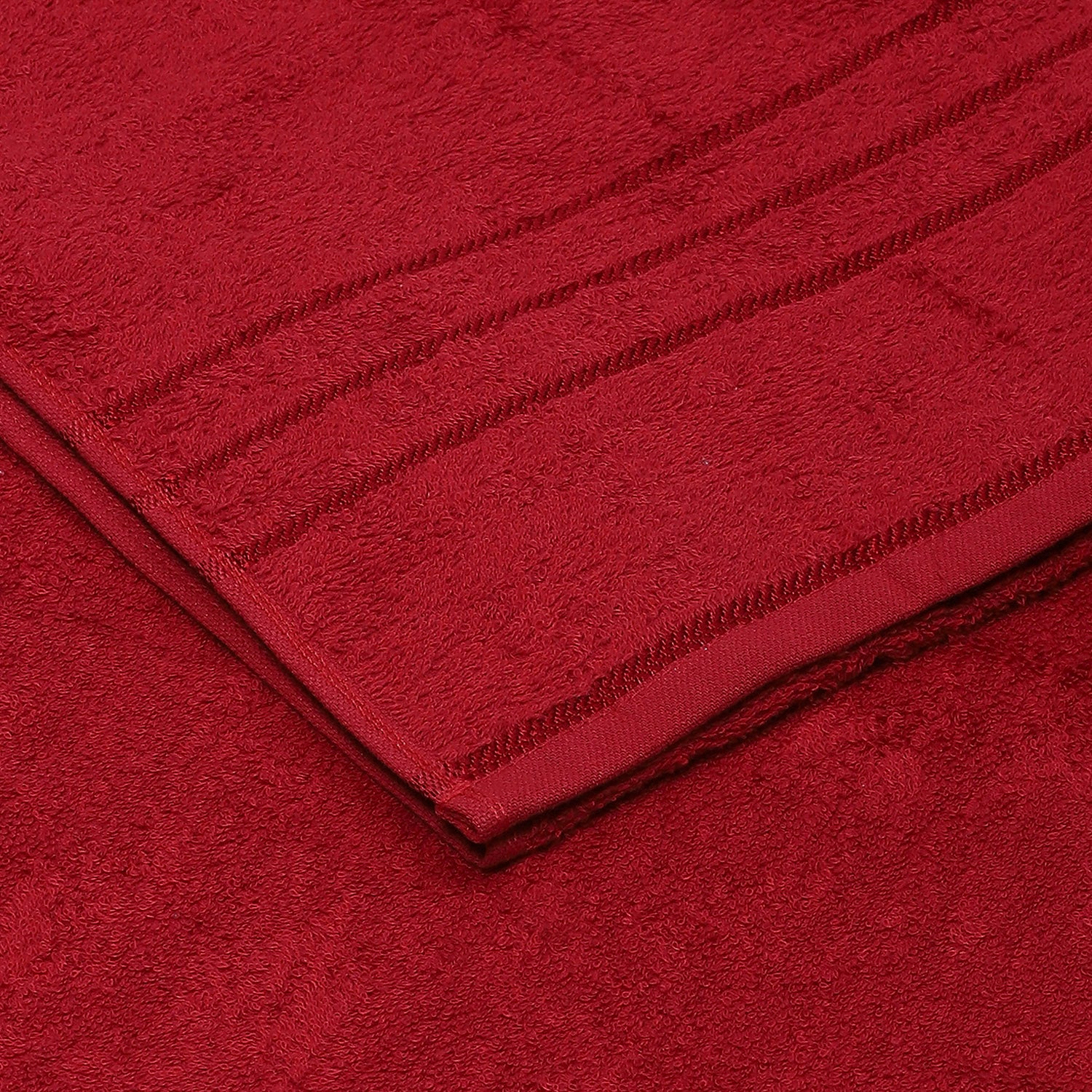 Red Cotton 350 GSM Bath Towel - Image 3