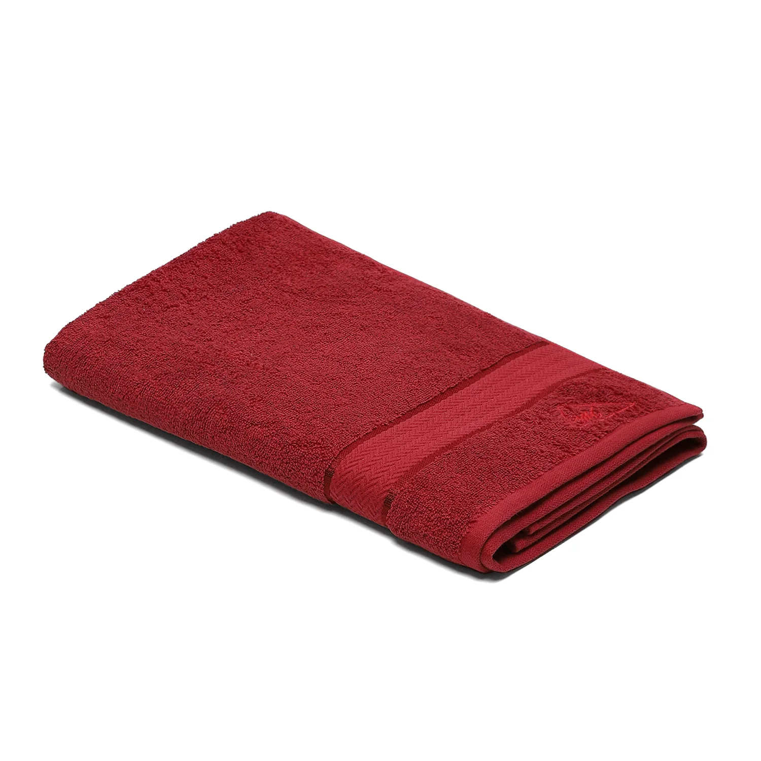 Red Cotton 450 GSM Bath Towel - Image 2