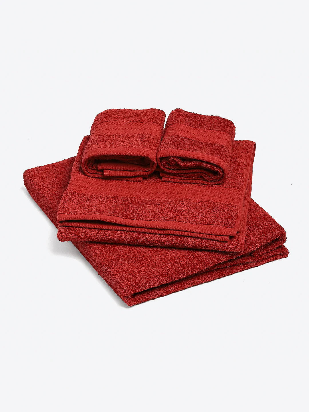 Red Cotton Solid 380 GSM 2 Bath Towel & 2 Hand Towel - Image 2
