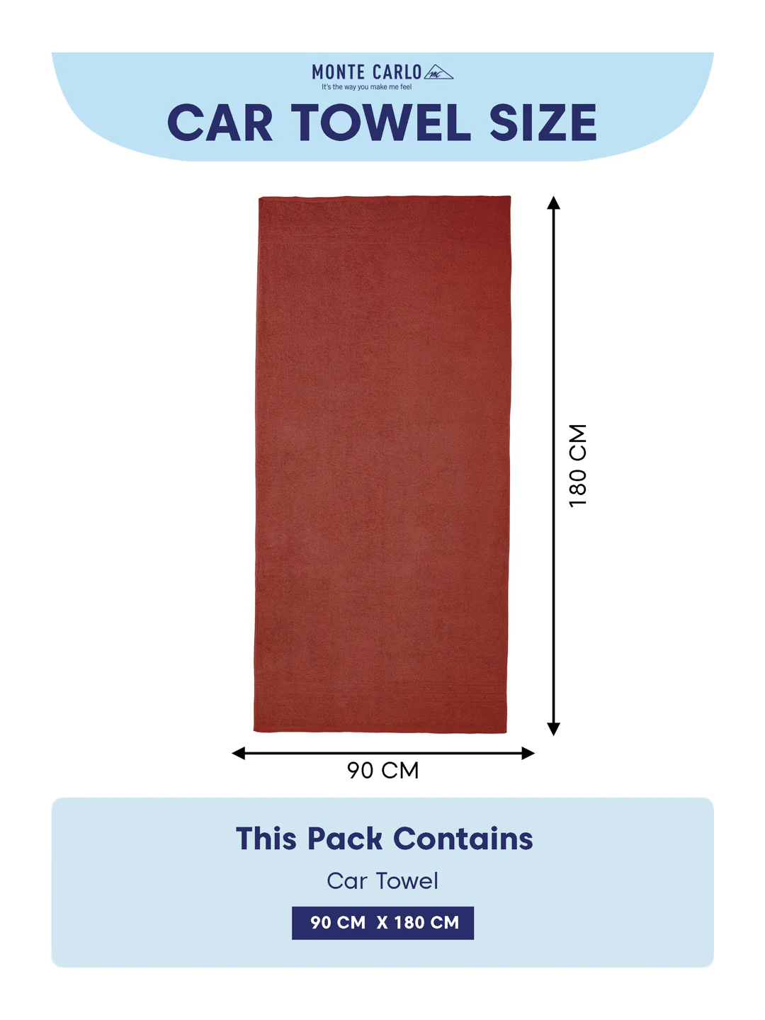 Red Pure Cotton Solid 340 GSM Car Towel 1 Piece (Soho Collection) - Image 7