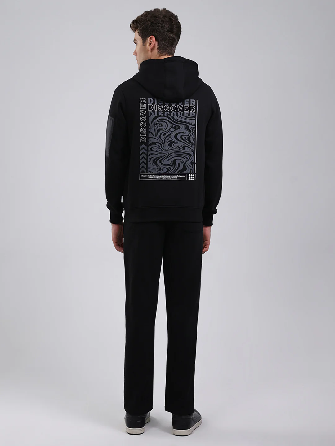 Rock.it Men Black Printed Round Neck Full Sleeve Winter Tracksuit - Image 5