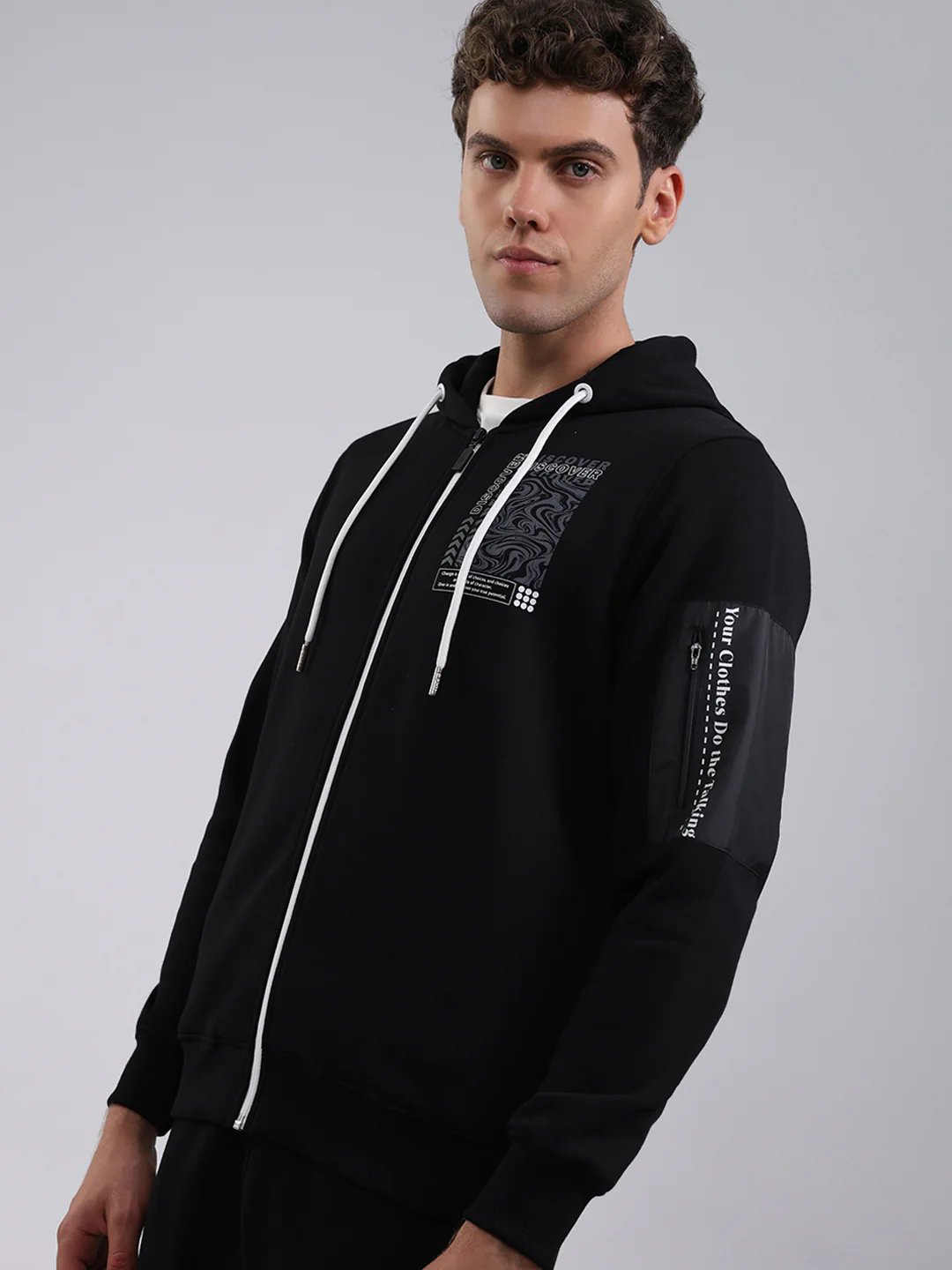 Rock.it Men Black Printed Round Neck Full Sleeve Winter Tracksuit - Image 6