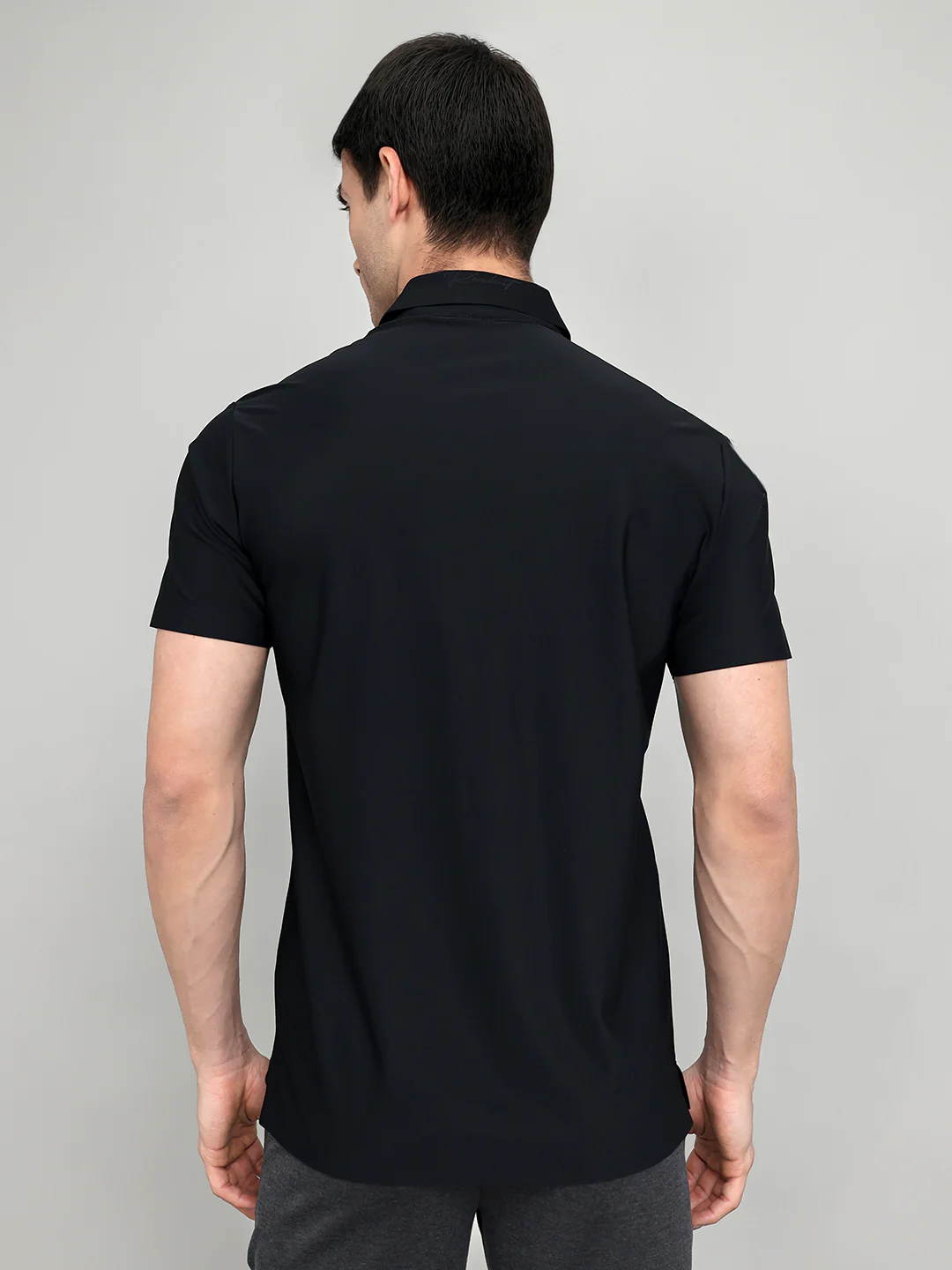 Rock.it Men Black Solid Collar Half Sleeve Shirt - Image 4
