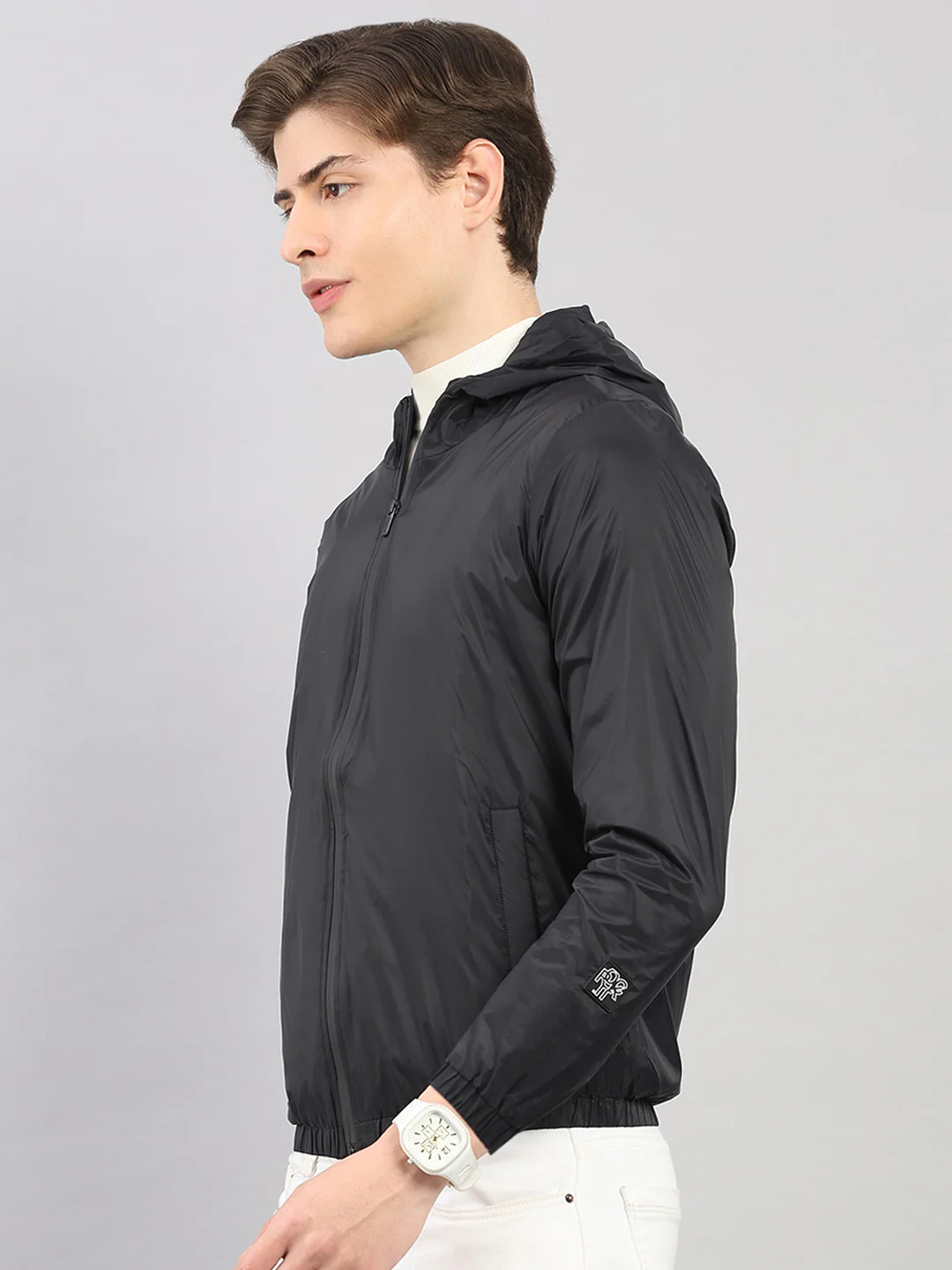Rock.it Men Black Solid Hooded Full Sleeve Jacket - Image 3