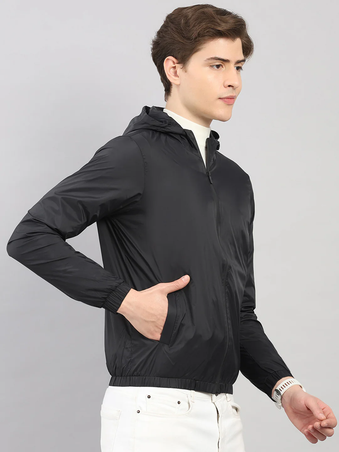 Rock.it Men Black Solid Hooded Full Sleeve Jacket - Image 4
