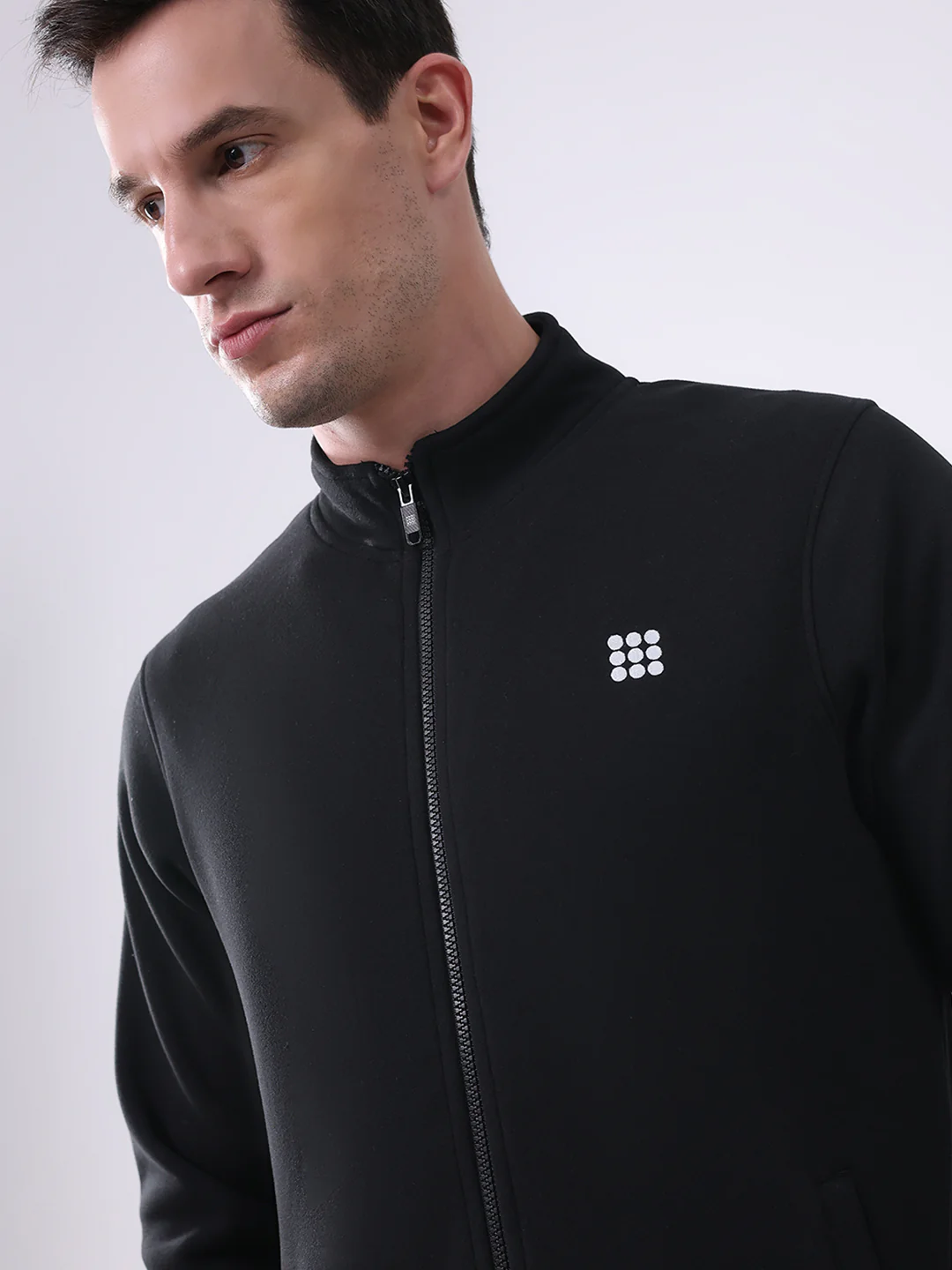 Rock.it Men Black Solid Mock Neck Full Sleeve Sweatshirt - Image 6