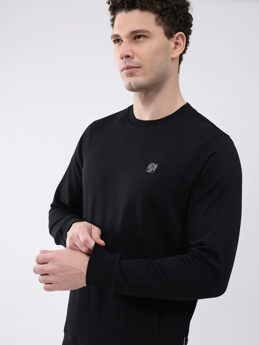 Rock.it Men Black Solid Round Neck Full Sleeve Sweatshirt - Image 6