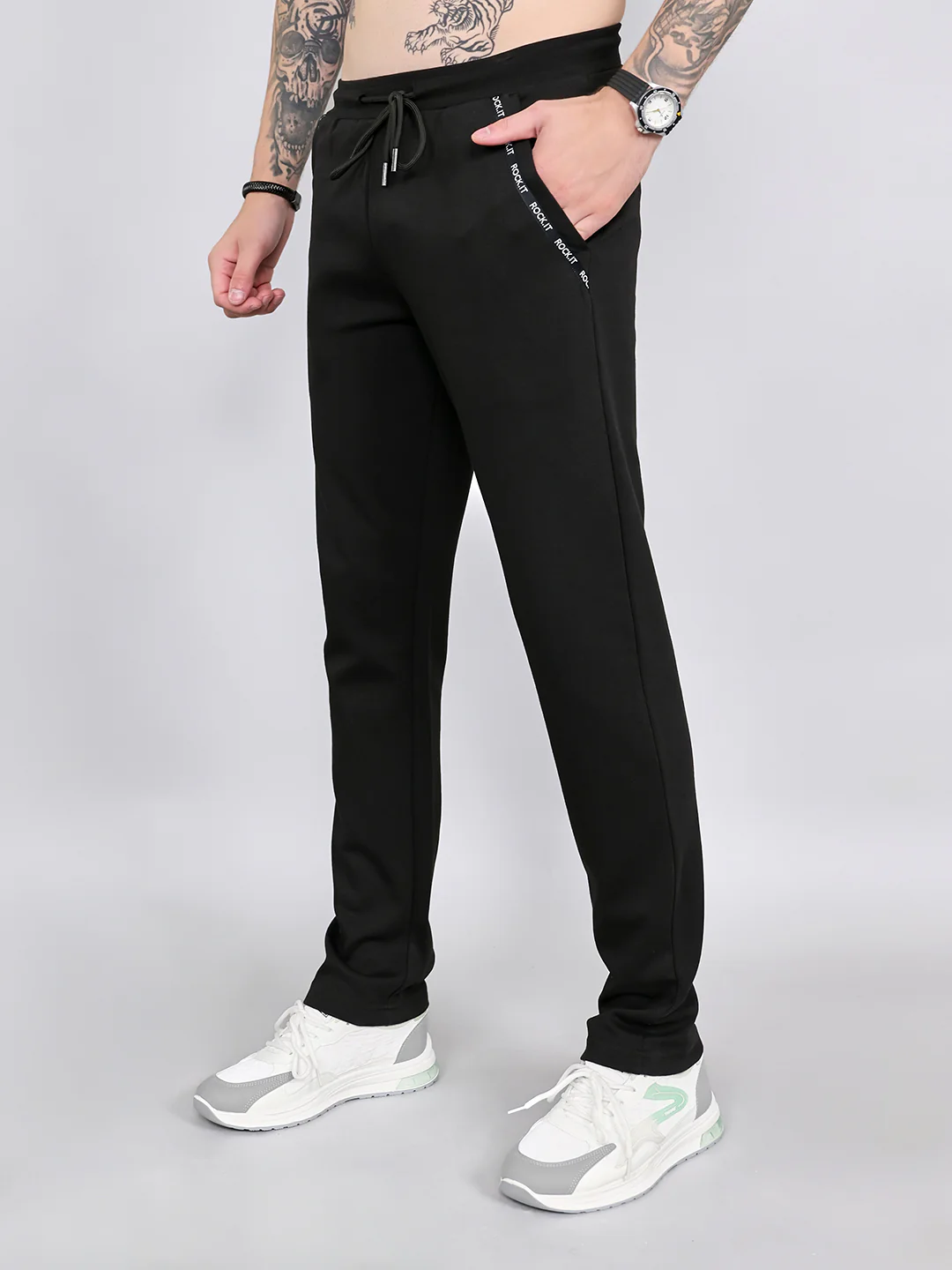 Rock.it Men Black Solid Smart Fit Lower - Image 3