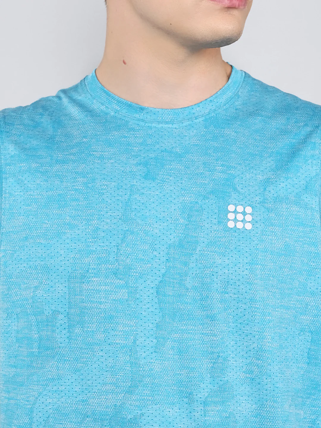 Rock.it Men Blue Jacquard Round Neck Sleeveless T-Shirt - Image 5