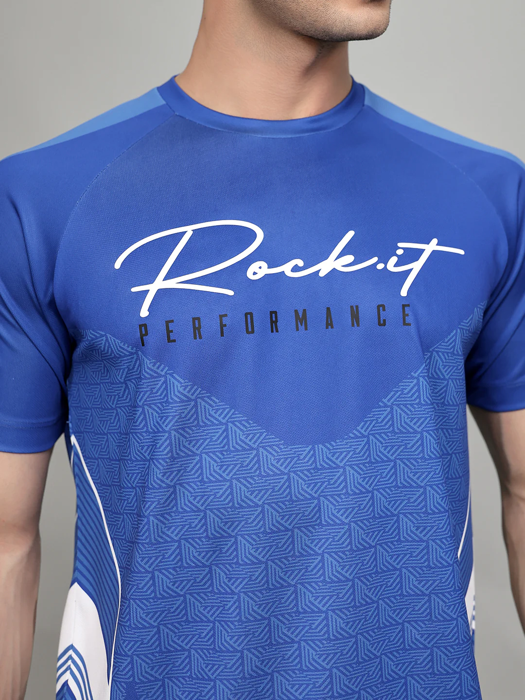 Rock.it Men Blue Printed Round Neck Half Sleeve T-Shirt - Image 5