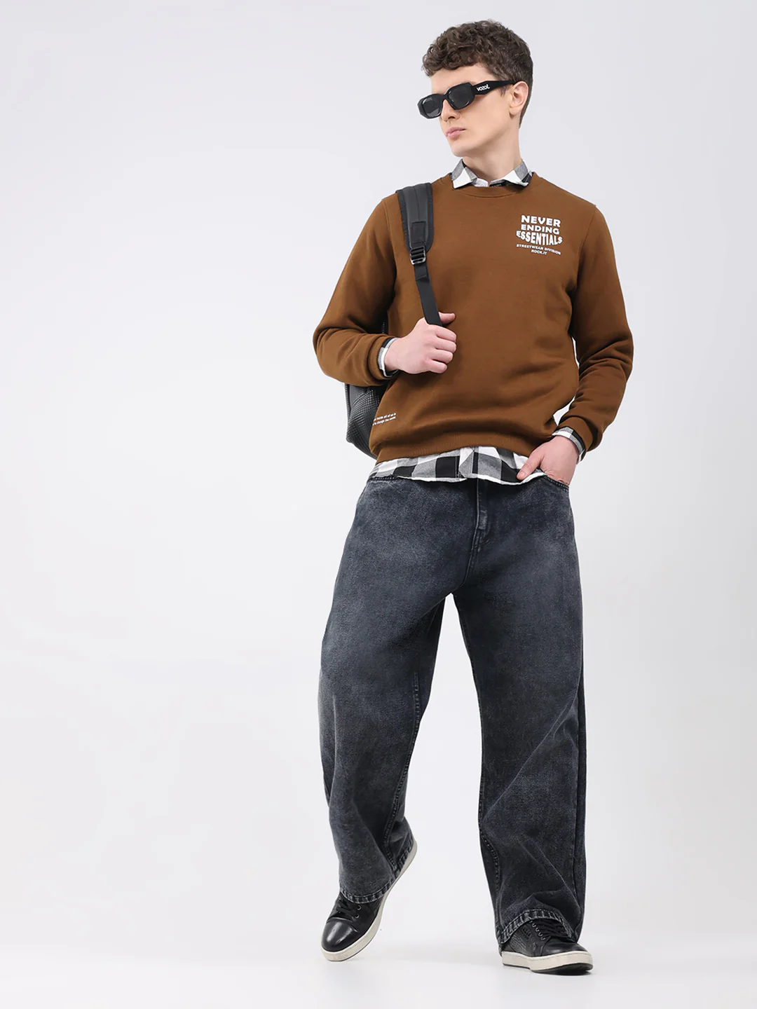 Rock.it Men Brown Printed Round Neck Full Sleeve Sweatshirt - Image 2