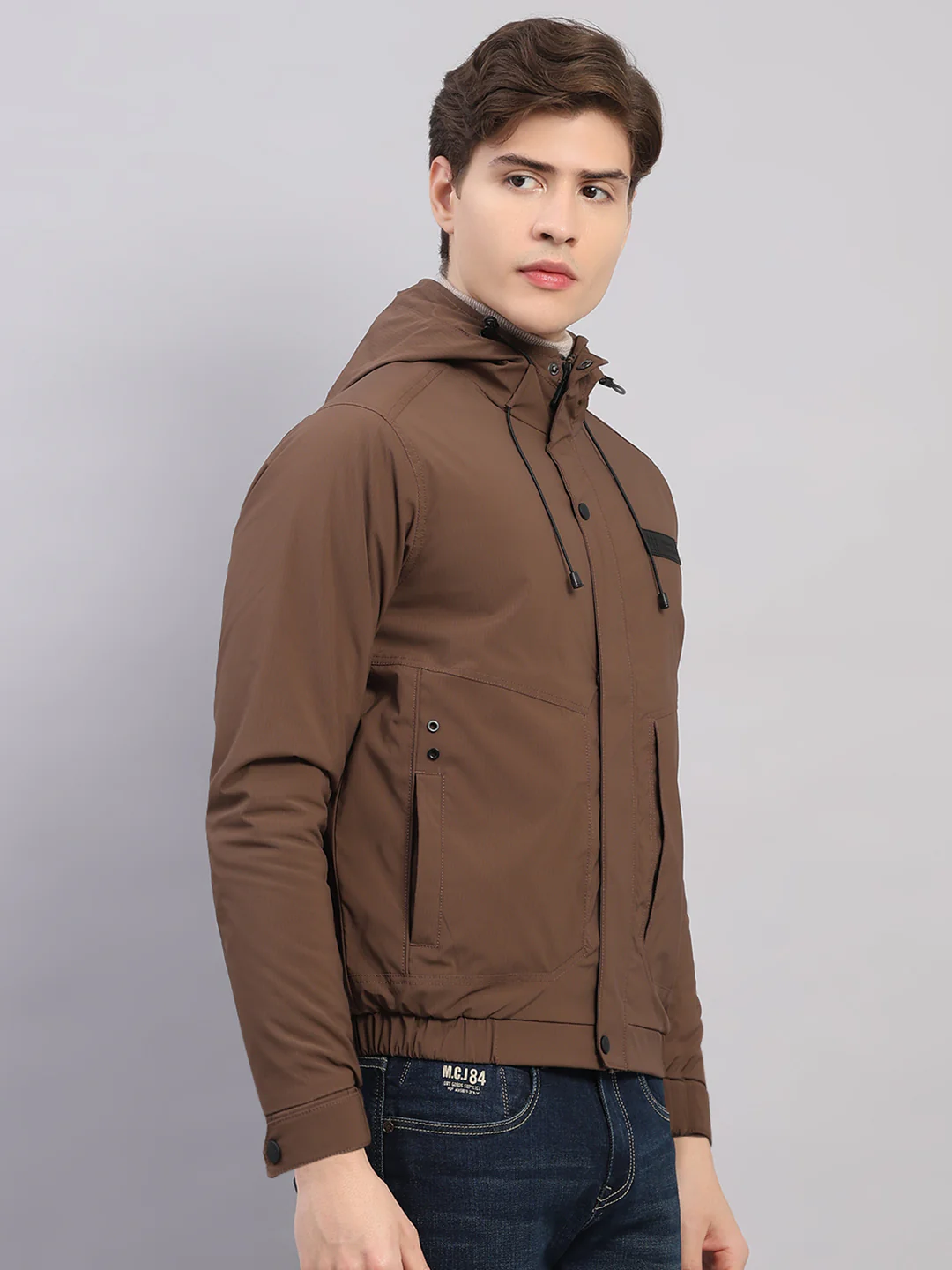 Rock.it Men Brown Solid Hooded Full Sleeve Jacket - Image 4