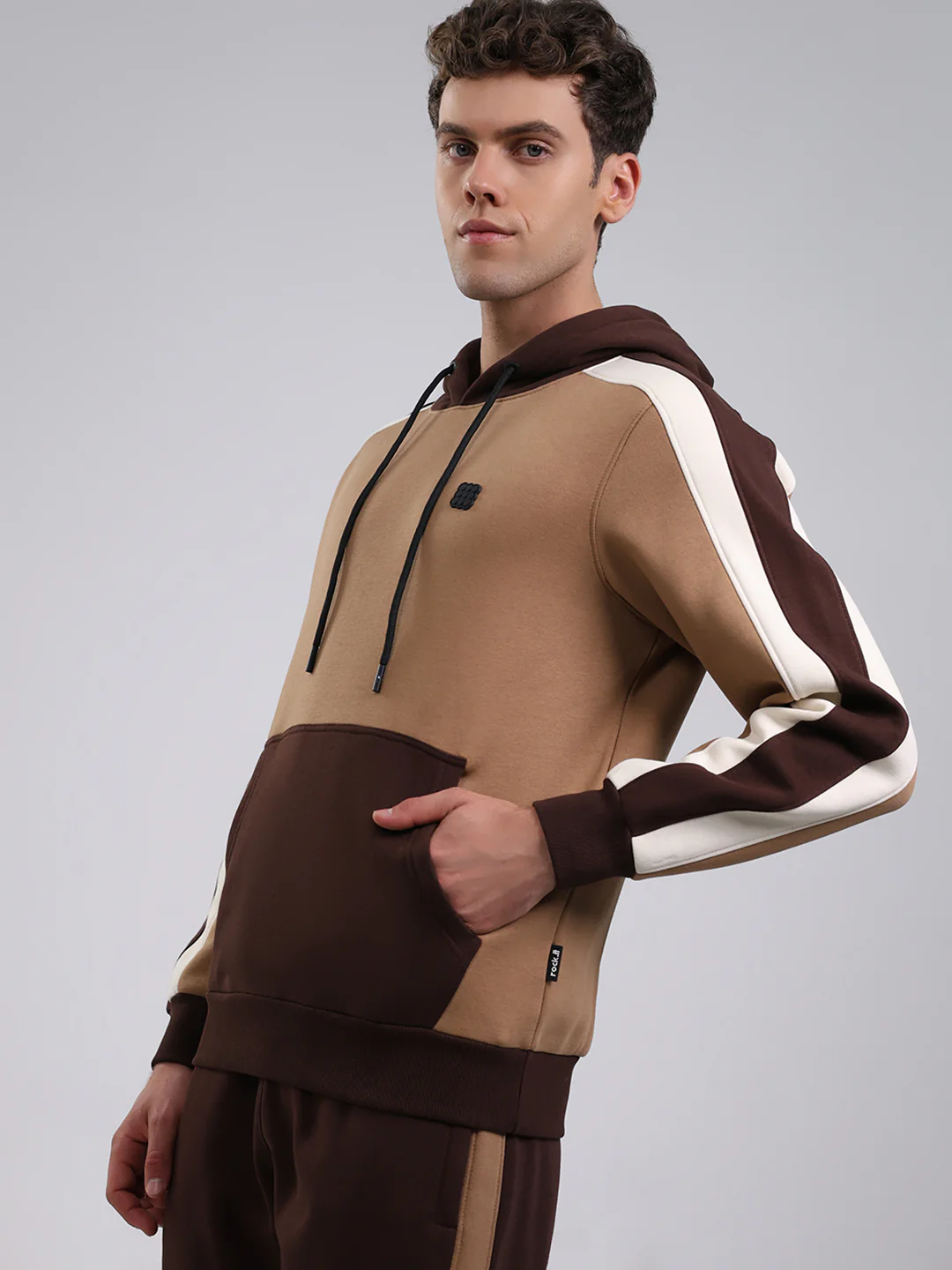Rock.it Men Brown Solid Round Neck Full Sleeve Winter Tracksuit - Image 6