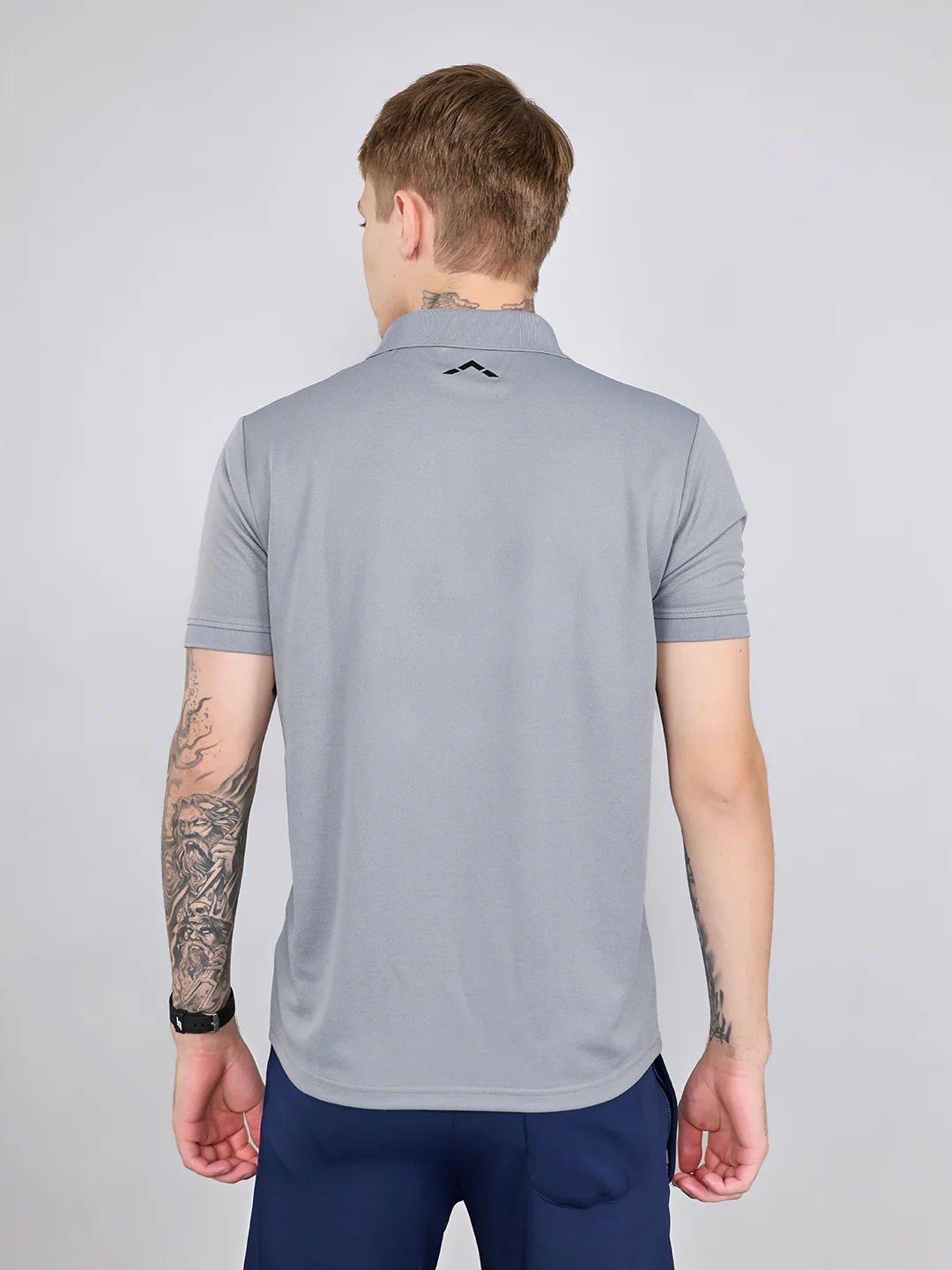 Rock.it Men Grey Jacquard Collar Half Sleeve T-Shirt - Image 4