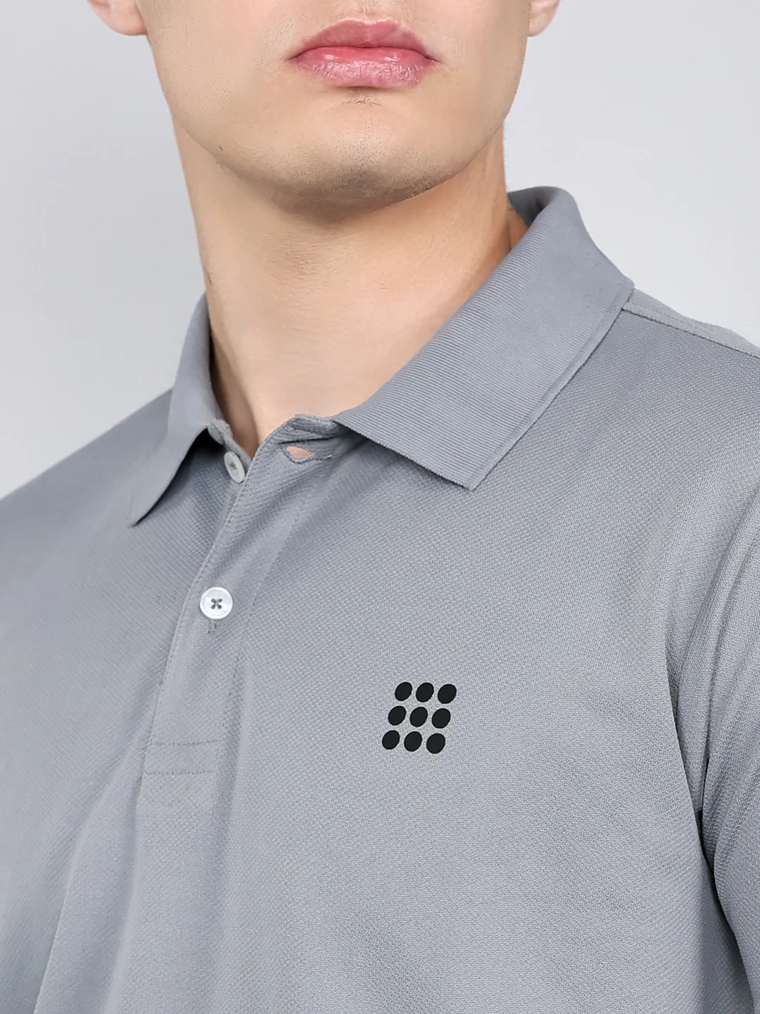 Rock.it Men Grey Jacquard Collar Half Sleeve T-Shirt - Image 5