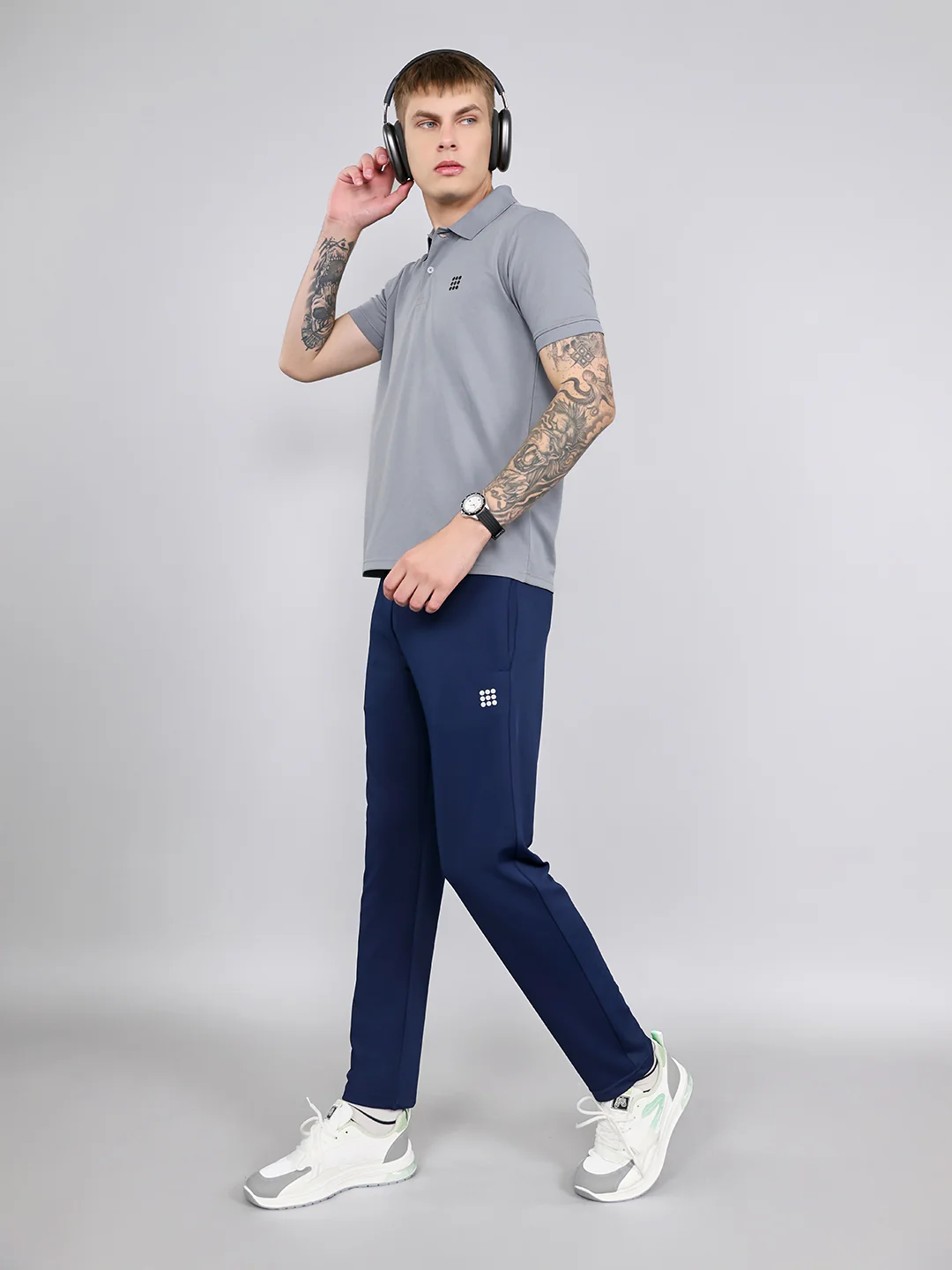 Rock.it Men Grey Jacquard Collar Half Sleeve T-Shirt - Image 6