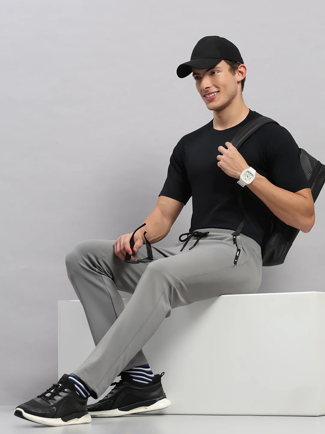 Rock.it Men Grey Self Design Slim Fit Winter Lower - Image 2